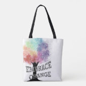 Tasche "Embrace Change" mit bunten Regenbogenbaum (Rückseite)