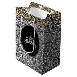 Tasche Fräulein-Pageant Tiara Crown Silver FX Mittlere Geschenktüte