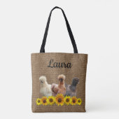 Tasche für Hühner Silkies Sunflowers Burlap (Rückseite)