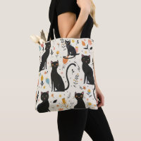 Tasche für Katzenliebhaber Schwarzes Katzenmuster