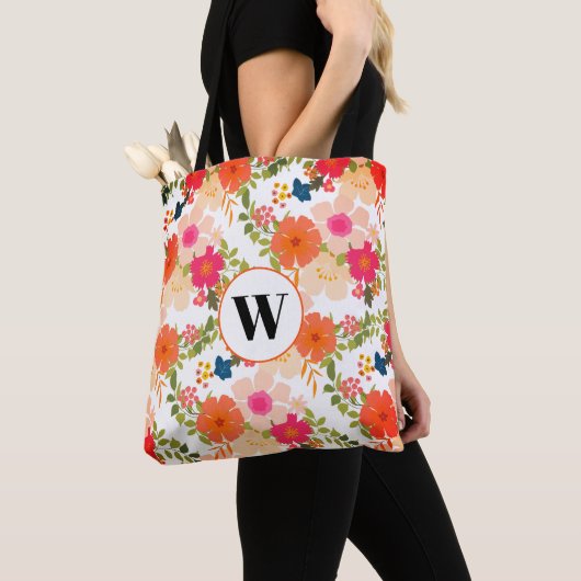 Tasche für Monogramm Orangefarbenes Muster (Von Nahem)