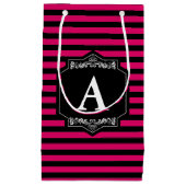 Tasche Geschenke Streifen Pink Monogramm Kleine Geschenktüte (Vorderseite)