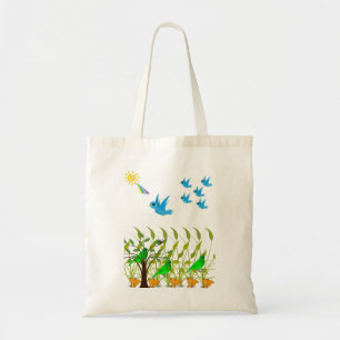 Tasche Handtasche mit blauen Vögeln liebt Weiß