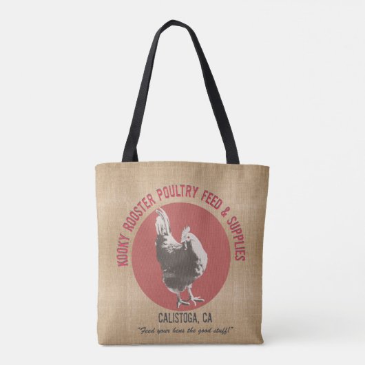 Tasche im Sack-Füttre-Stil - Kooky Rooster (Rückseite)