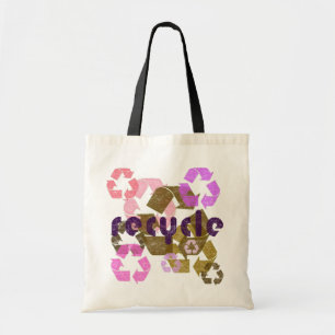 Tasche im Vintage-Stil mit rosa Recycling-Symbol
