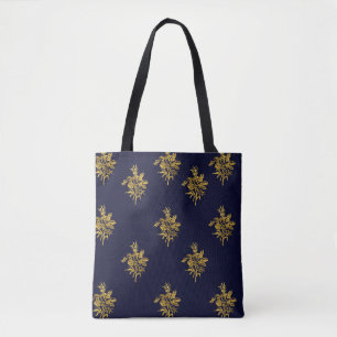 Tasche in dunkelblau und goldfarben