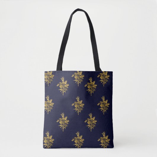 Tasche in dunkelblau und goldfarben (Vorderseite)
