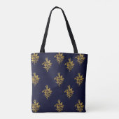 Tasche in dunkelblau und goldfarben (Rückseite)