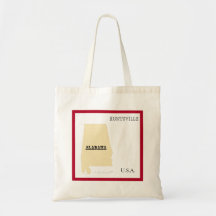 Tasche - Karte des Bundesstaates Alabama mit Stadt