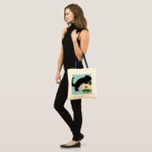 Tasche: Katze mit Fischschüssel Tragetasche (Vorderseite (Model))