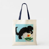 Tasche: Katze mit Fischschüssel Tragetasche (Rückseite)
