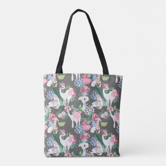 Tasche Llamas und Blume (Rückseite)