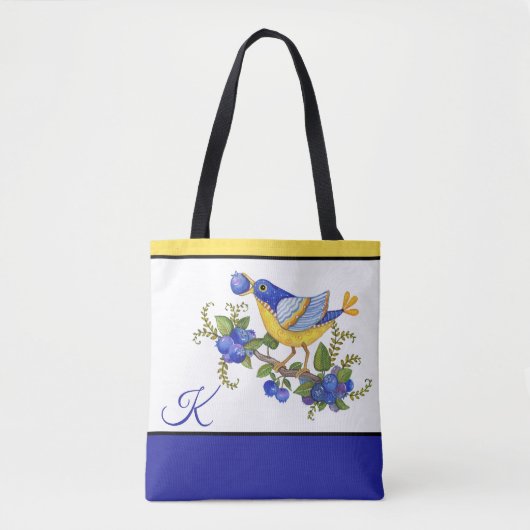 TASCHE mit ANFANGSvogel-BLAUBEERblauem GELB (Vorderseite)
