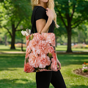 Tasche mit blassen rosa Nelken