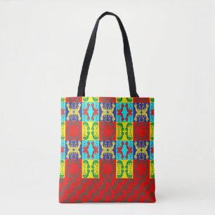 Tasche mit Cartoon-Dame im Pop-Art-Muster