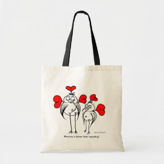 Tasche mit Cartoon- und Umweltmotto