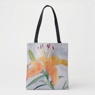 Tasche mit dem orangefarbenen Aquarell der Lilie