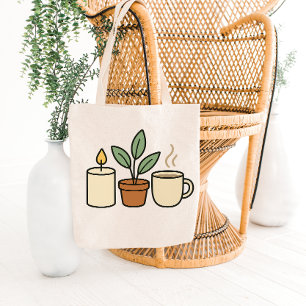 Tasche mit Design für gemütliche Kerzen, Pflanzen