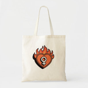 Tasche mit feministischem Symbol 'Flammendes Herz'