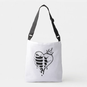 Tasche mit gebrochenem Herz, Rippenkäfig und Krone