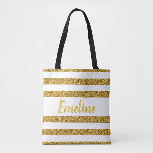 Tasche mit goldener Monogramm-Streife (Vorderseite)