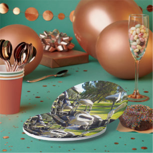 Tasche mit Golf Clubs, Papier Party Teller