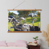 Tasche mit Golf Clubs, Wandhaken Wandteppich Mit Holzrahmen (Schlafzimmer)