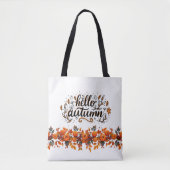 Tasche mit "Hello Autumn" und Kürbisgarland (Vorderseite)