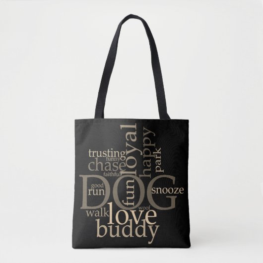 Tasche mit Hunde-Wortkunst (Vorderseite)