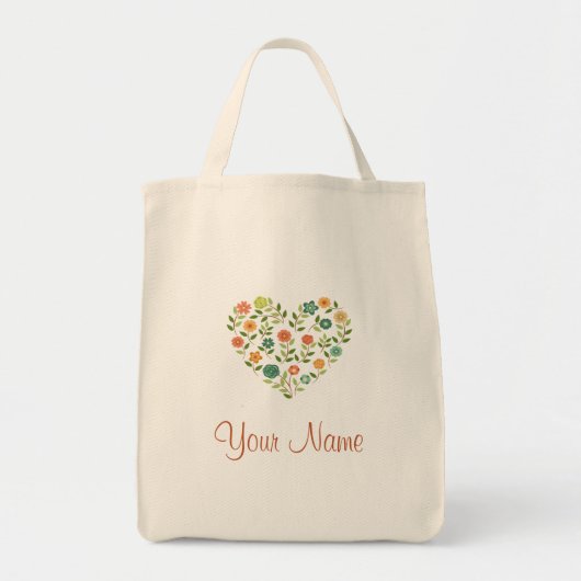Tasche mit individuellem Blumenherz (Vorne)