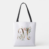 Tasche mit individuellem Gold-Blumen-Letter M All- (Rückseite)