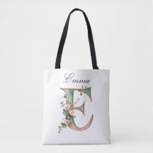 Tasche mit individuellem goldenen floralem Buchsta