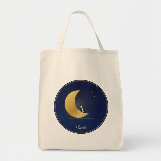 Tasche mit individuellem Monogramm, Navy Gold Halb (Vorne)