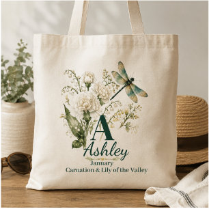 Tasche mit individuellem Monogramm und Geburtsblum