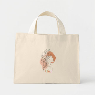 Tasche mit individuellem Namen, Linienkunst, flora