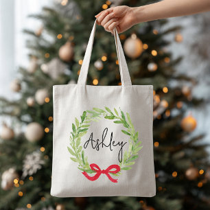 Tasche mit individuellem Namen Weihnachts-Kranz fü