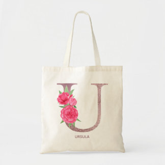 Tasche mit individuellem Rosenmonogramm Buchstabe
