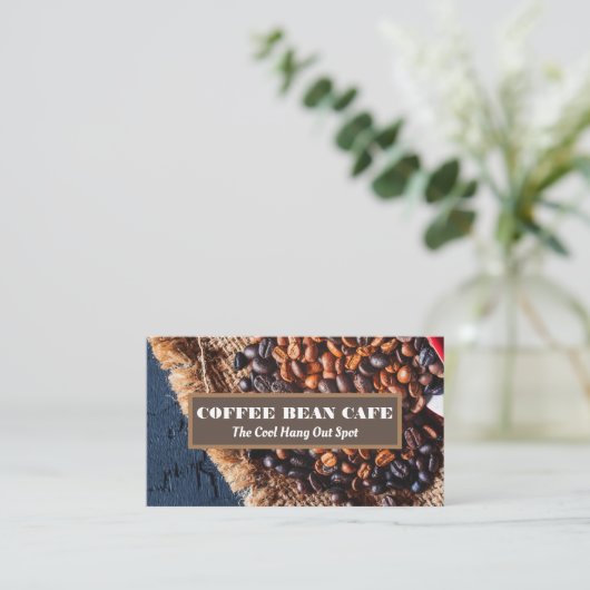 Tasche mit Kaffeebohnen Visitenkarte (Stehend Vorderseite)