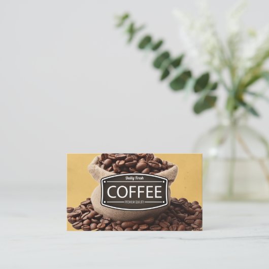 Tasche mit Kaffeebohnen Visitenkarte (Stehend Vorderseite)