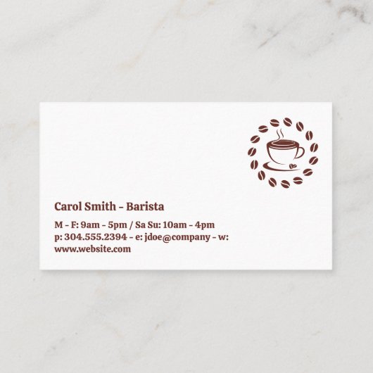 Tasche mit Kaffeebohnen Visitenkarte (Rückseite)