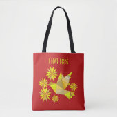 Tasche mit kreativem Vogel mit Blume (Vorderseite)