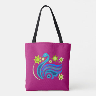 Tasche mit kreativem Vogel mit Blume