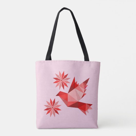Tasche mit kreativem Vogel mit Blume (Rückseite)
