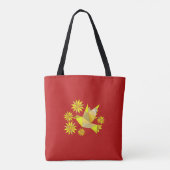 Tasche mit kreativem Vogel mit Blume (Rückseite)