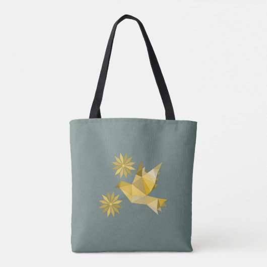 Tasche mit kreativem Vogel mit Blume (Rückseite)