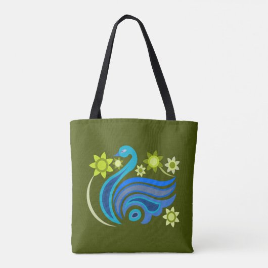 Tasche mit kreativem Vogel mit Blume (Rückseite)