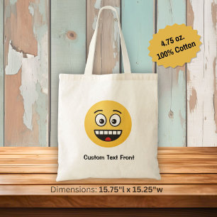 Tasche mit lächelndem Gesicht mit offenem Mund