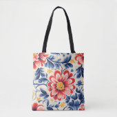 Tasche mit lebendigem Blumendesign mit Rot (Vorderseite)