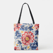 Tasche mit lebendigem Blumendesign mit Rot (Rückseite)