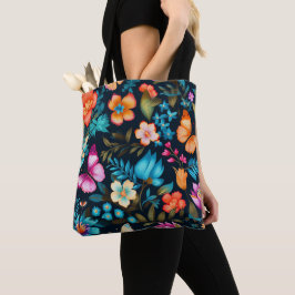 Tasche mit lebendigem floralem und Schmetterlingsm